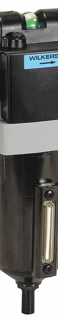 WILKERSON Compressed Air Filter: Activated Carbon, 3/4 in NPT, 0.5 micron, 98 cfm, Metal Bowl, A28 (MPN A28-06-BL00B). Key specifications — attr110055: A28; attr110008: WILKERSON.
