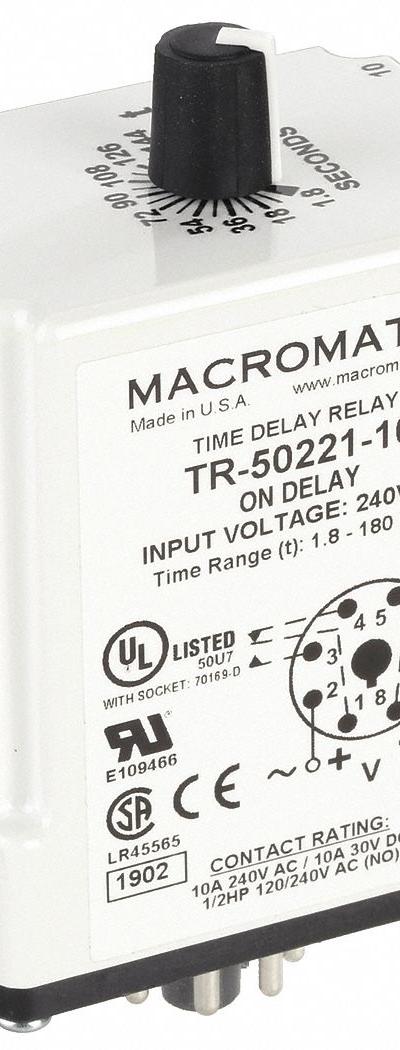 MACROMATIC Single Function Time Delay Relay: Socket Mounted - Socket-Mounted Relays