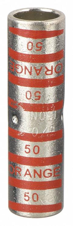 THOMAS & BETTS Open Barrel Splice: 3/0 AWG Wire Size, Orange Code, 2.25 in, Copper Barrel, 50 Die (MPN 54811). Key specifications — Die Code: 50; Brand: THOMAS & BETTS; Color Code: Orange.