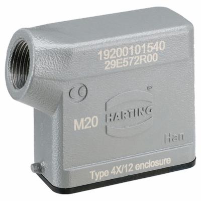 HARTING Rectangular Connector Hood: Size 10 A, Side, Single-Entry, M20 Cable Entry - Hoods for Rectangular Connectors