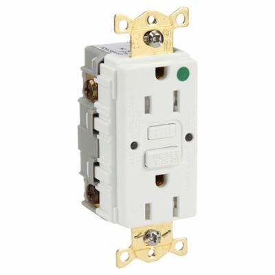 HUBBELL GFCI Receptacle: Hospital Grade, Duplex, 5-15R, White, GFCI, 125V AC, 15 A - General Purpose Receptacles