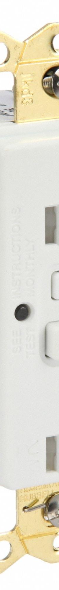 HUBBELL GFCI Receptacle: Hospital Grade, Duplex, 5-15R, White, GFCI, 125V AC, 15 A, 2 Pole / 3 Wire (MPN GFRTW82W)