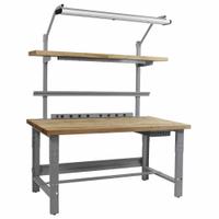 BENCHPRO Workbenches: Adj Ht, Maple, 72 in x 30 in, 1,200 lb Overall Load Capacity, Gray (MPN RWC-4). Key specifications — Brand: BENCHPRO; Height Adjustability: Adjustable Height.