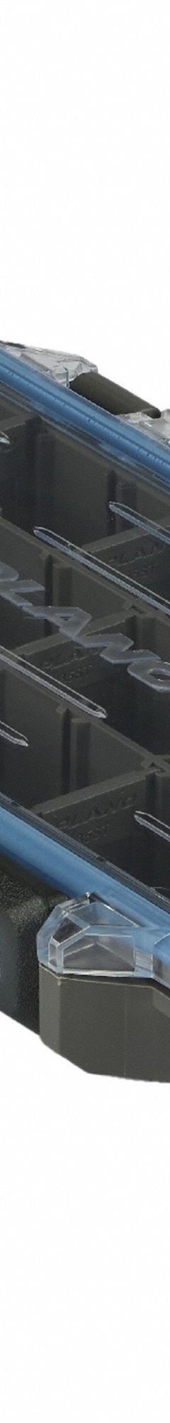 PLANO Compartment Box: 9 1/8 in x 5 in x 1 1/4 in, Black/Clear, 30 Compartments, 12 Adj Dividers (MPN P000272). Key specifications — Color: Black/Clear; Brand: PLANO; Material: Plastic.
