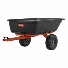 AGRI-FAB Poly dump cart 12 cu. ft. capacity: 2 Wheels, 12 cu ft Cubic Foot Capacity, 17 ga Gauge (MPN 45-0552). Key specifications — Container Material: Polyethylene; Brand: AGRI-FAB.