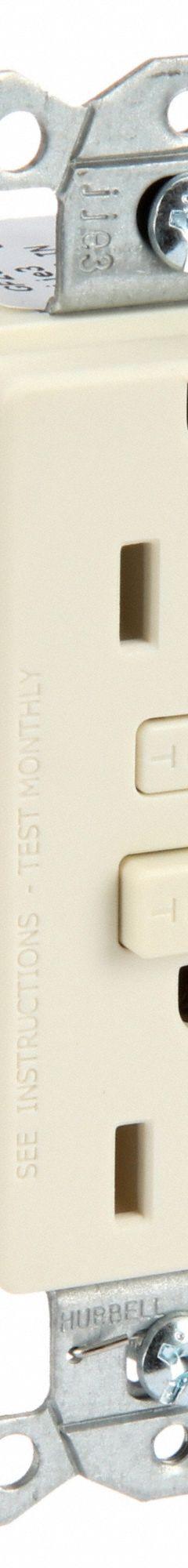 BRYANT GFCI Receptacle: Duplex, 5-20, Light Almond, GFCI, 125V AC, 20 A, 2 Pole / 3 Wire (MPN GF20LA)