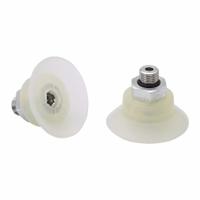 SCHMALZ Vacuum Pad Assembly: Flat, G1/8 in Vacuum Port, 44 mm Pad Dia, Food Grade Silicone Rubber (MPN 10.01.01.14099). Key specifications — attr1019136: 10.01.01.14099; attr1019138: SCHMALZ; attr1019139: 55 A.