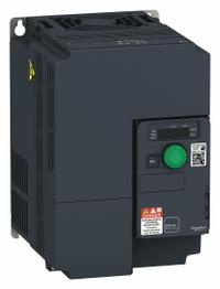 SCHNEIDER Variable Frequency Drive: In Phase Three, Out Phase Three, 10 hp, IP20, No Bypass, Compact (MPN ATV320U75M3C). Key specifications — Style: Compact; Color: Black/Blue/Gray; Output Phase: Three.