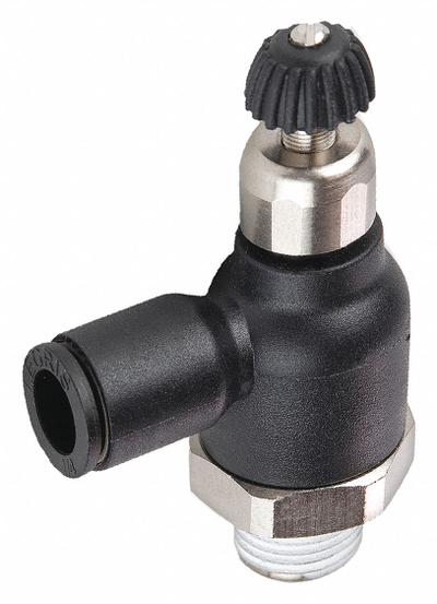 LEGRIS Compact Flow Control: Elbow Fitting, Screw, 12 mm Valve Body Size, 12 mm Tube - Compact Elbow-Style Flow Control Valves