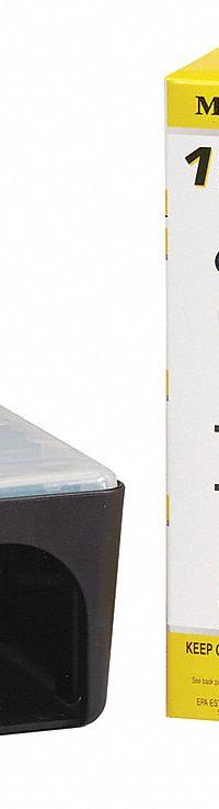 TOMCAT Rodent Station: Box Trap, Box, 4 oz Container Size, Bromethalin, Blocks, 2 in Overall Ht (MPN 22880). Key specifications — Reusable: No; Color: Black; Brand: TOMCAT; Container Type: Box; Form: Blocks; Includes: 4 oz Bait; Active Ingredients: Bromethalin.