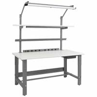 BENCHPRO Workbenches: Adj Ht, Laminate, 72 in x 30 in, 1,200 lb Overall Load Capacity, Gray (MPN RFC-4). Key specifications — Brand: BENCHPRO; Height Adjustability: Adjustable Height.