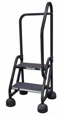 COTTERMAN Rolling Ladder: 1.5 ft Platform Ht, Partially Assembled, Steel, Wt-Actuated Auto-Lock (MPN ST-203 A2 C7 P5). Key specifications — Includes Handrails: Handrails Included; Material: Steel; Brand: COTTERMAN; Color: Black.