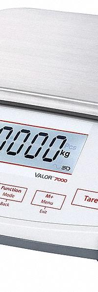 OHAUS Food Scale: 8 7/8 in Weighing Surface Dp, 11 3/4 in Weighing Surface Wd, 4 5/8 in Overall Ht (MPN V71P3T). Key specifications — Connection Ports: Ethernet; Readability: 0.0002 lb/0.1 g; Brand: OHAUS; IP Rating: IP43.
