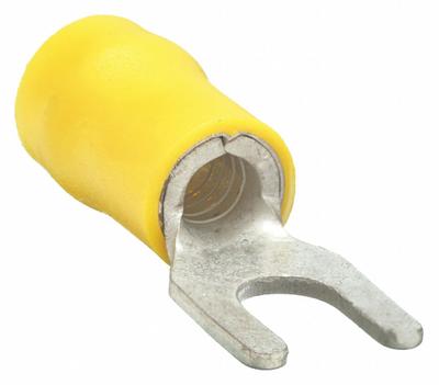 GRAINGER Fork Terminals: Yellow, Vinyl, 1/4 in Stud Size, 12 AWG – 10 AWG Wire Range - Insulated Fork Terminals
