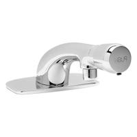ZURN Low Arc Bathroom Faucet: AquaSpec®, Single-Post, Brass, Chrome Finish, 0.5 gpm Flow Rate, Spray (MPN Z86300-XL-CP4-3M). Key specifications — Brand: ZURN; Series: AquaSpec®; Includes: 4" Cover Plate.