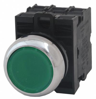 EATON Illuminated Push Button: Illuminated, Flush Profile, Metallic, 22 mm - Illuminated Flush-Mount Push Buttons