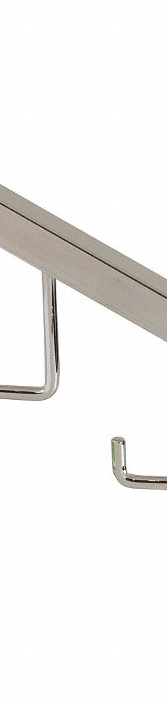ECONOCO Tubing Waterfall: Single, 1 in Slot Spacing, 1/2 in Slot Lg, 1 in x 12 in x 3 in, Chrome (MPN TS/5H). Key specifications — Product Type: Hook Waterfall; Color: Silver; For Display Type: Single Slotted Standards; Material: Steel; Duty Rating: Heavy Duty; Brand: ECONOCO; Finish: Chrome; Includes: Hook.