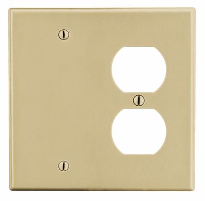 HUBBELL Wall Plate: Combo, 2 Gang, Ivory - Combination Wall Plates