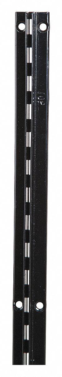 ECONOCO Single Slotted Standard: Single, 1 in Slot Spacing, 1/2 in Slot Lg, Painted, 17 ga Gauge (MPN SSRBB8). Key specifications — Product Type: Slotted Standard; Color: Black; For Display Type: Recessed Mount Slotted Standards; Material: Steel; Duty Rating: Heavy Duty; Brand: ECONOCO; Finish: Painted; Mounting Type: Screw-In.