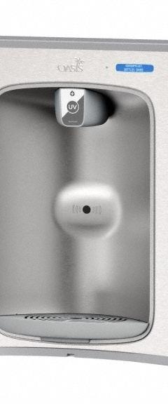 OASIS Bottle Filling Station: Sensor, 16 in Ht, 16 1/4 in Wd, Stainless Steel, Silver (MPN PWF2EBQ STN). Key specifications — Compatible Product Type: Wall-Mounted Drinking Fountains; Brand: OASIS; Includes: Wall Mounting Brackets.