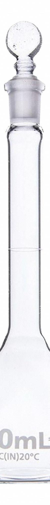 GLOBE SCIENTIFIC Glass Flasks: 50 mL, Colorless, B, 0.1 mL, Includes Closure, 140 mm Overall Ht (MPN 8250050). Key specifications — Tolerance: 0.1 mL; Body Color: Colorless; Brand: GLOBE SCIENTIFIC; Compatible with Stopper Size: 9; USP Specification: Type I.