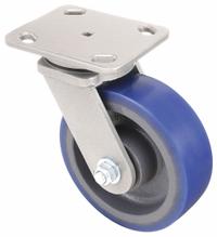 HAMILTON Plate Caster: Swivel, No Brake, Polyurethane, 4 in Wheel Dia, 2 in Wheel Wd, Slot, Ball (MPN S-WH-4SPB). Key specifications — Wheel Bearing Type: Ball; Wheel/Tread Color: Blue; Brand: HAMILTON; Caster Type: Swivel.