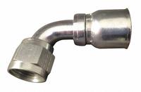AEROQUIP Hydraulic Crimp Fitting: Steel x Steel, 90° Elbow, -6 For Hose Dash Size, SAE x Crimp (MPN FJ3247-0606S). Key specifications — Fitting Gender: Female x Genderless; Fitting Connection Type: SAE x Crimp; Fitting Size: 5/8 in; Thread Size: 5/8"-18; For Hose Dash Size: -6; Brand: AEROQUIP.
