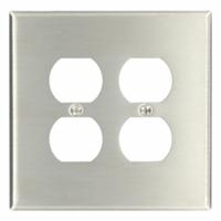 LEVITON Wall Plate: 2 Gang, Jumbo Size (MPN 84116-40). Key specifications — Brand: LEVITON; Material: Stainless Steel.