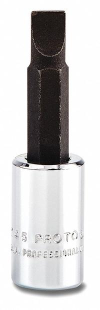 PROTO Socket Bit: 1/4 in Drive Size, Slotted Tip, 1/4 in Tip Size, 1 53/64 in Overall Lg, SAE (MPN J4745). Key specifications — attr1213360: Fixed Insert; attr1213362: PROTO.
