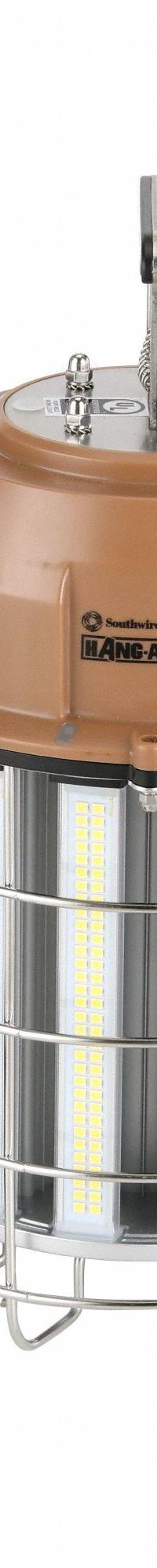 SOUTHWIRE LED Overhead Light: LED, Corded, Hanging Light, 10 ft Power Cord Lg, 120/277V AC, Hook (MPN T60150). Key specifications — Lamp Guard: Stainless Steel; Includes Bulb: Yes; Brand: SOUTHWIRE; Color Temperature: 5000K; Job Light Type: Hanging Light; Lighting Technology: LED; Operating Voltage: 120/277V AC; Switch Type: No Switch.