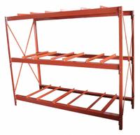 DAYTON Drum Rack: 86 in x 34 in x 70 in, For 9 Drums, 3 Levels, 7,200 lb Wt Capacity, Red, Metal (MPN 31CA32). Key specifications — Weight Capacity Per Level: 2,400 lb (2nd level); Color/Finish: Red; For Drum Capacity: 55 gal; Wheel Material: Not Application; Brand: DAYTON.