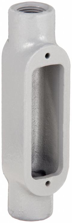 Conduit Outlet Body: Iron, 1/2 in Trade Size, C Body, 5 cu in Body Capacity, Threaded Hub (MPN C18). Key specifications — Finish: Powder Coated; Includes: Set Screw Hubs; For Use With: RMC; Brand: HUBBELL KILLARK; Hub Style: Threaded; Mfr. Series: Duraloy 8.