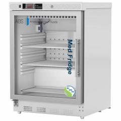 AMERICAN BIOTECH SUPPLY Pharmacy Refrigerator: 4.6 cu ft, Undercounter, 1°C to 10°C, Swing Glass (MPN PH-ABT-NSF-UCBI-0404G-LH). Key specifications — Door Opening Style: Left; Color: White; Alarm Type: Temperature; Manufacturer Part Number: PH-ABT-NSF-UCBI-0404G-LH; Brand: AMERICAN BIOTECH SUPPLY; Product Type: Pharmacy Refrigerator; Door Type: Swing Glass; Refrigerant Type: R-600a.