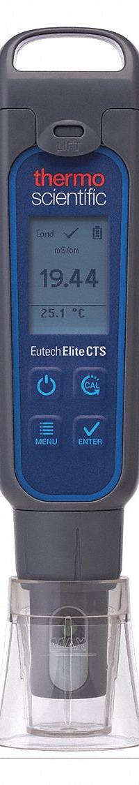 THERMO SCIENTIFIC Pocket Multiparameter Meter: Conductivity/Salinity/Temp/Total Dissolved Solids (MPN ELITECTSCUP). Key specifications — Test Parameters: Salinity; Manufacturer Part Number: ELITECTSCUP; Configured Test Parameters: Total Dissolved Solids; Measurement Components Included: Meter; Other Accessories Included: Batteries; Reagents and Solutions Included: Reagents Sold Separately.