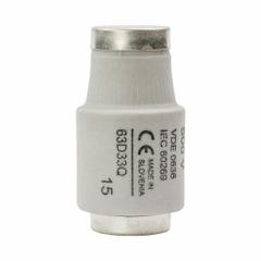 BUSSMANN IEC Fuse: Fast Acting, 63 A, 500 V AC, DIII Class D Fuse Size (MPN 63D33Q). Key specifications — attr1226993: DIII; attr1287208: D33; attr211183: BUSSMANN.