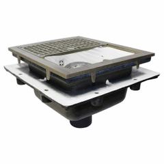 JAY R. SMITH MFG. CO Floor Drain: 14 in Overall Wd, 6 in Sump Dp, 2 in Nominal Pipe Size, No Hub, A (MPN 3140Y02-12). Key specifications — Color: Bronze; Grate Material: Cast Iron; Connection Type: No Hub; Brand: JAY R. SMITH MFG. CO; Grate Opening Type: 1/2 Opening; Finish: Coated.