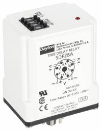 DAYTON Single Function Time Delay Relay: Socket Mounted, 24V AC/DC, 10 A, 8 Pins/Terminals, On Delay (MPN 5DPZ8). Key specifications — Brand: DAYTON.