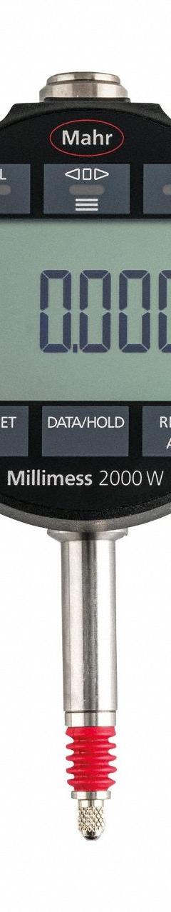 MILLIMAR Digital comparator2000 Wi: 0.0000390625 in to 0.04 in /0.001 mm to 1 mm, Inch/Metric, IP64. Key specifications — attr1184065: MILLIMAR; attr1184072: + - 0.0007mm over 1mm range; attr1184084: 58.4 mm.