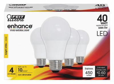 FEIT ELECTRIC Compact LED Bulb: Medium Screw (E26), LED, (A) Classic, A19, 5 W Watt, 3000K - Medium Screw Base (E26) Lamps