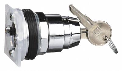 SCHNEIDER Keyed Selector Switch: 3 Position, 30 mm Panel Mounting Size - Panel-Mounted Key Switches without Contacts