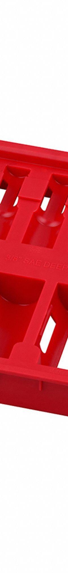 MILWAUKEE PACKOUT Socket Tray: 8 1/16 in W x 12 in D x 1 7/16 in H, Plastic, Red (MPN 49-66-6830). Key specifications — attr1120253: MILWAUKEE; attr1120340: Plastic; attr1120341: Red.