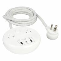 TRIPP LITE Outlet Strip: 2 Outlets, 6 ft Cord Lg, 300 J Rated Energy, 4.8 A Current, White, 5-15P (MPN TLP26PD30WCAM). Key specifications — Brand: TRIPP LITE; Mounting Style: Desktop.