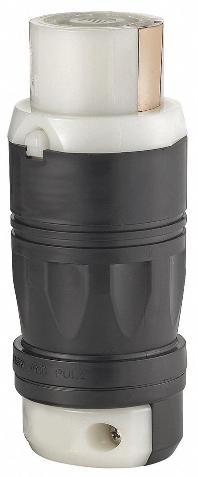 LEVITON Locking Connector: Non-NEMA, Black/White, 250V AC, 50 A Current Rating - General Purpose Connectors