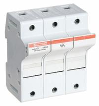 MERSEN Fuse Block: Finger-Safe, 3 Pole, 600 V AC, DIN Rail Mounting, Pressure Plate Termination (MPN US3J3). Key specifications — Brand: MERSEN.