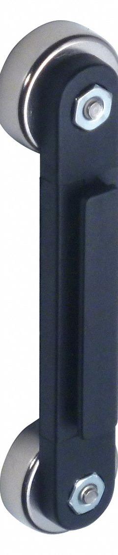 RETRACTA-BELT Receiver With Magnet: Black, 3 1/2 in Overall Ht, Magnetic-Mount (MPN RE-M). Key specifications — attr193628: RETRACTA-BELT; attr981604: Wall Mounted Retractable Barrier; attr981606: Plastic; attr981612: Receiver with Magnet; attr1005082: Magnetic-Mount.