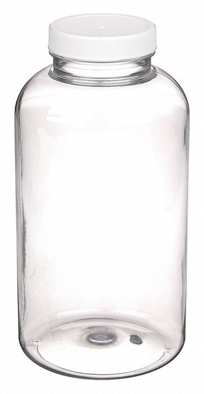 QORPAK Wide Mouth Bottle: PET, 950 mL, 32 fl oz, Closure Included, Colorless, 53-400 - PET Wide Mouth Round Lab Bottles