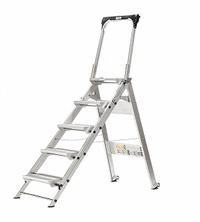 XTEND + CLIMB Step Stool: 5 Steps, 3.7 ft Overall Ht, 375 lb Load Cap, Aluminum, 3.6 ft Standing Ht (MPN WT-5). Key specifications — Brand: XTEND + CLIMB; Color: Silver; Includes: Foldable Handrails.