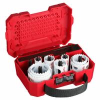 MILWAUKEE Hole Saw Kit: 17 Pieces, Bi-Metal, 3.5 Teeth per Inch, 3/4 in to 2 1/2 in Saw Size Range (MPN 49-22-4029). Key specifications — attr1098178: 3.5; attr1098172: MILWAUKEE.