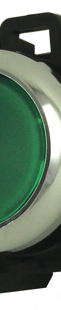 EATON Flush Push Button: Green, 22 mm Mounting Size, Non-Metallic, Momentary (MPN M22M-DL-G). Key specifications — Brand: EATON; Action: Momentary; Series: M22; Push Button Material Type: Non-Metallic.
