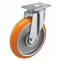 COLSON Caster: Swivel, No Brake, Polyurethane, 6 in Wheel Dia, 1 1/4 in Wheel Wd, Slot, Rectangle (MPN 206256AN8). Key specifications — Wheel Bearing Type: Ball; Wheel/Tread Color: Orange; Brand: COLSON; Caster Type: Swivel.